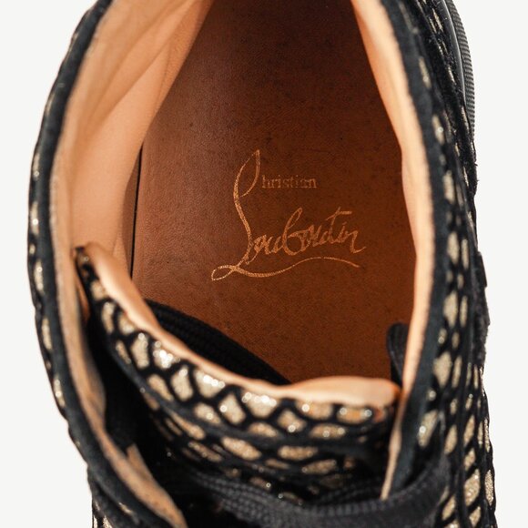 Christian Louboutin Rantus Orlato Black Glitter Gold High-Top Sneaker - Picture 11 of 11